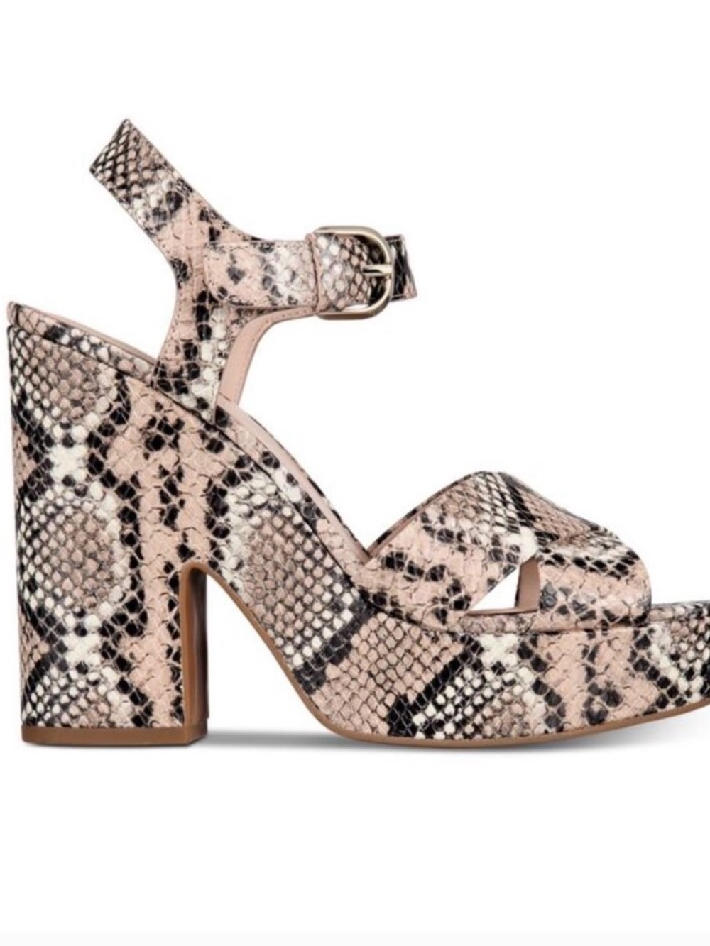 kate spade Pink Snake-Print Platform Sandal with Chunky Heel - Picture 2 of 9